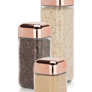 Honey Can Do - 3-Pc. Glass & Copper Canister Set