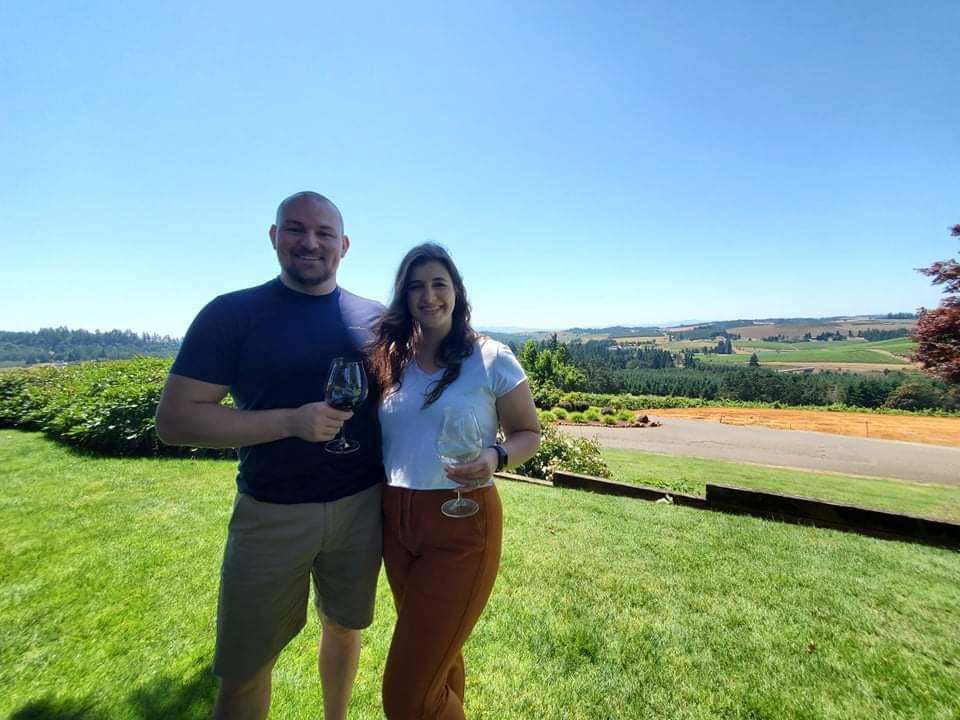 Kristin took Sam back home in Summer of 2021 to meet her family and friends. Of course she took him to Willamette Vineyards to try the Oregon wine!
