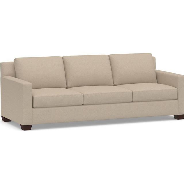 York Square Arm UPH Grand Sofa 95.5" 3-Seater, DB CSH, PRF Heathered Basketweave Oatmeal