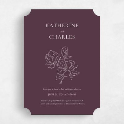 Purple Ticket Wedding Invitation - Ahlers Portrait