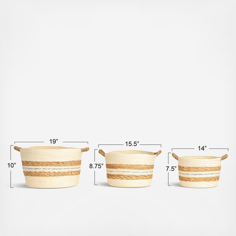 Household Essentials, Handwoven Corded Paper & Cattail 3-Piece