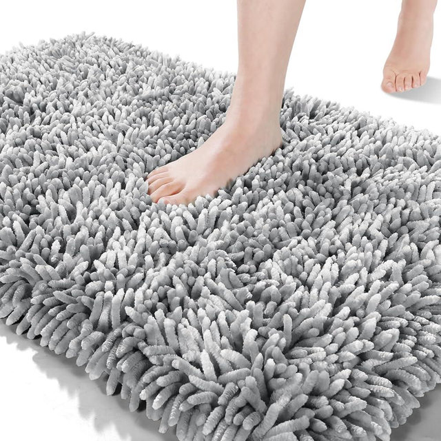 Yimobra Bathroom Runner Rug, 70 x 24, Long Bathroom Rugs Large Bath Mat, Soft Super Absorbent and Thick, Non-Slip, Machine Washable, Carpets for Home, Nursery, Bed and Living Room, Light Grey