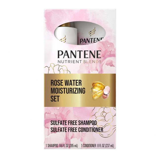 Pantene Sulfate Free Rose Water Shampoo and Conditioner Dual Pack, Nutrient Blends - 17.6 fl oz