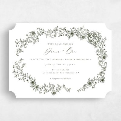 White Ticket Wedding Invitation - Taylan Landscape