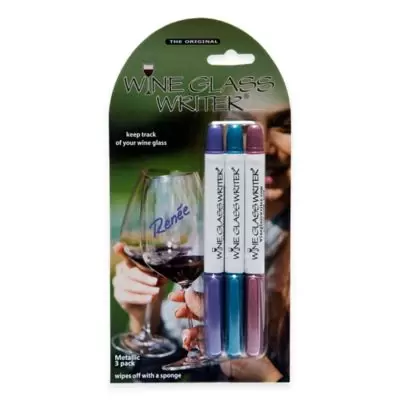 Wine Glass Writer 3-Pack Washable Markers in Purple/Blue/Pinot