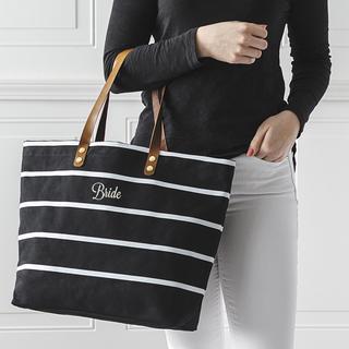 Large Black Striped Tote