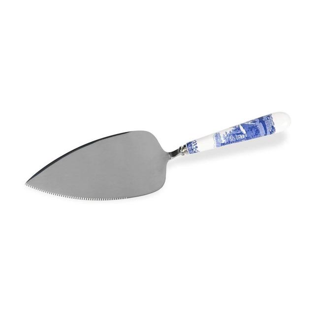 Spode Blue Italian Cake Server Knife with Porcelain Handle, 10", Blue White, New
