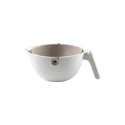 plastic Colander/ strainer double-layer vegetable washing basket kitchen fruit and vegetable drain basket with handle, Light Gray, 11.77x8.85x4.64 IN (A0589)