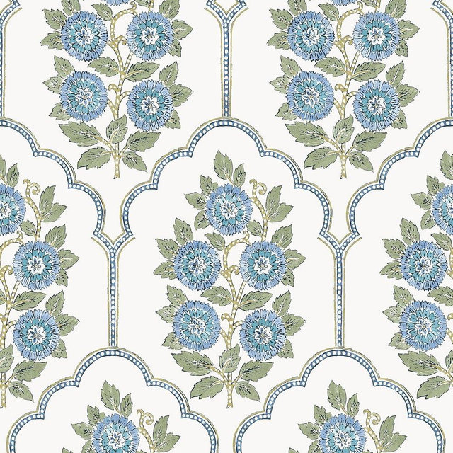 NuWallpaper x Society Social Floral Bazaar Green and Blue Peel and Stick Wallpaper, SSS6316