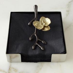 Gold Orchid Cocktail Napkin Holder