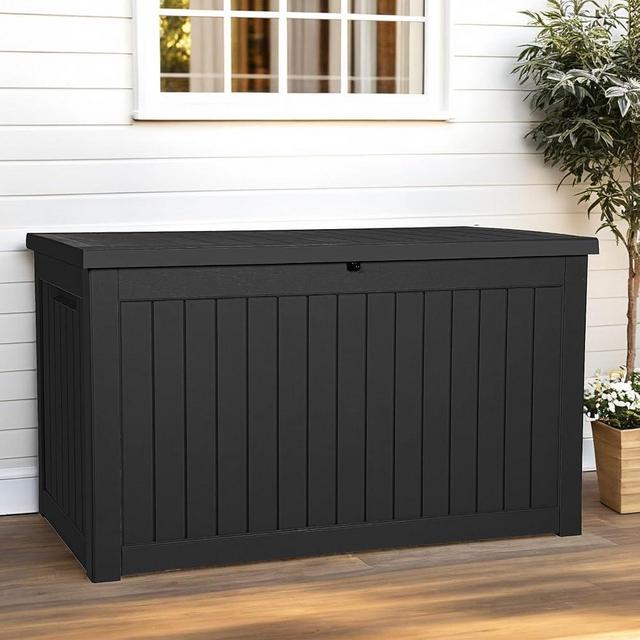 YITAHOME 230 Gallon Outdoor Storage Deck Box, Weather-Resistant Resin, Versatile for Patio Furnishings, Outdoor Cushions, Garden Tools, and Sports/Pool Gear, Black
