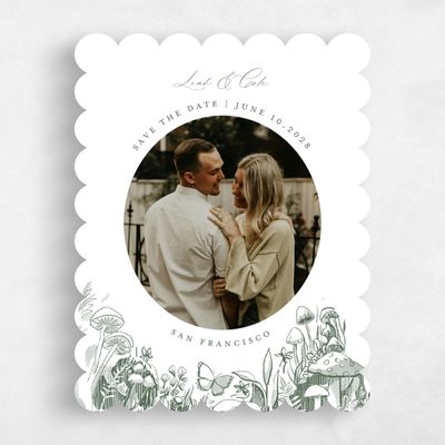 Green Scalloped Wedding Save the Date - Kalinda Photo