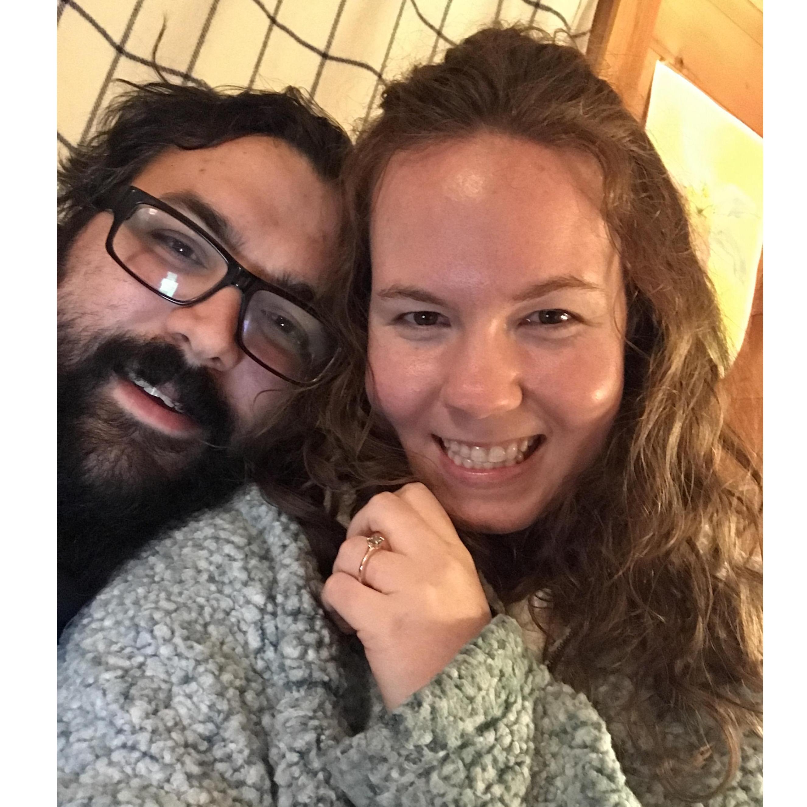 Our engagement, snowed in in VT!