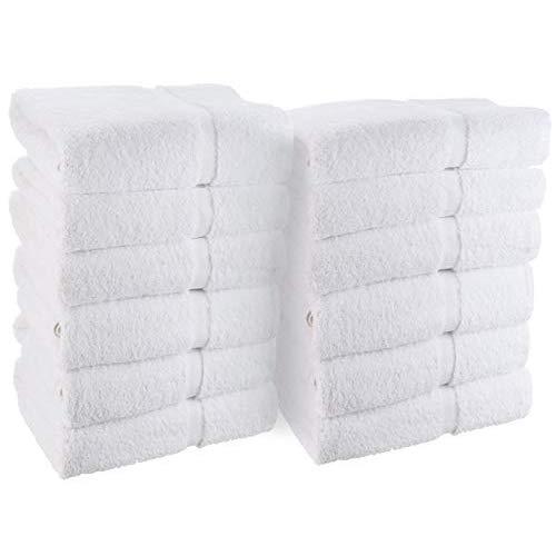 Wealuxe Cotton Hand Towels - Soft and Lightweight - 16x27 Inch - 12 Pack - White