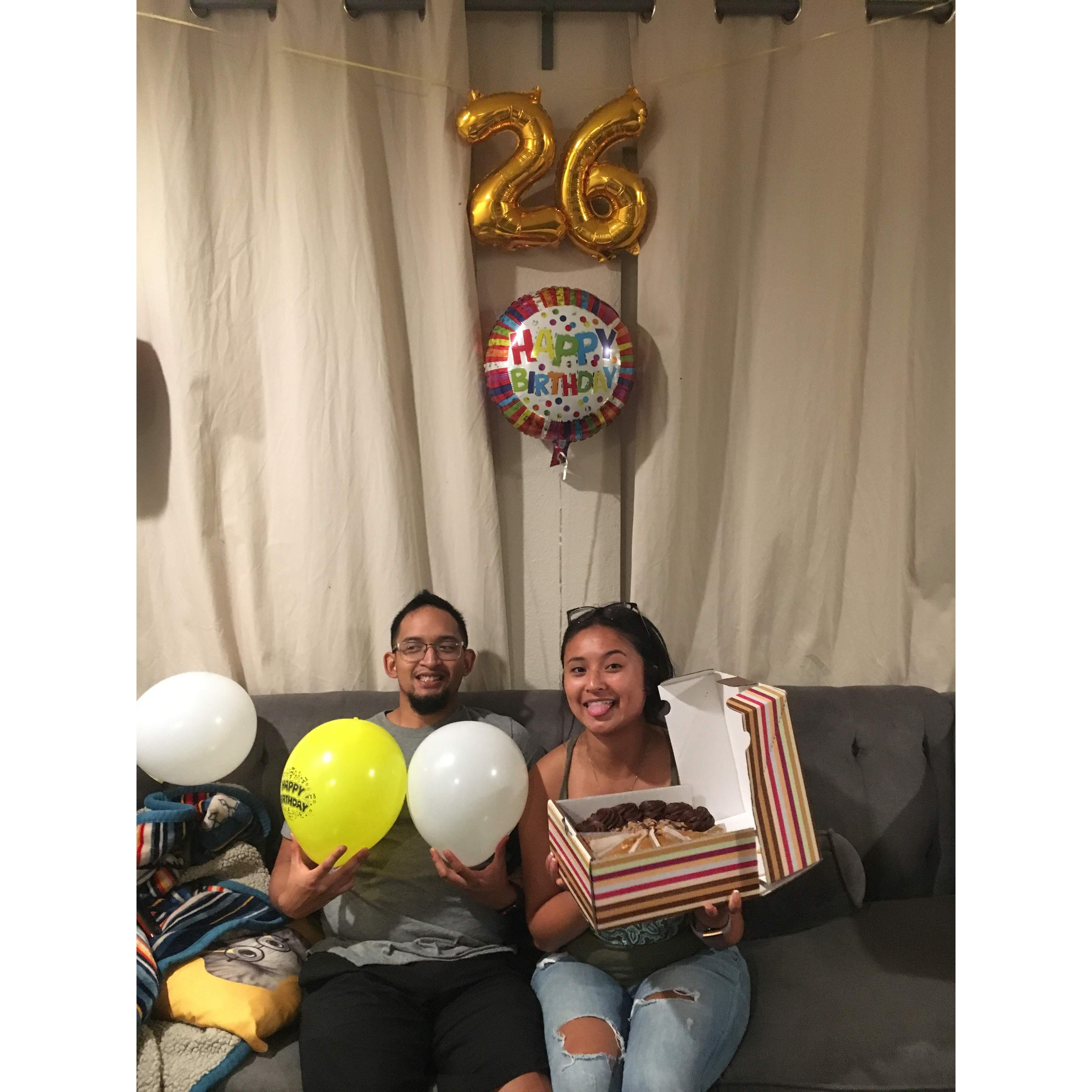 Celebrating birthdays in our first home together.
Aug. 2018