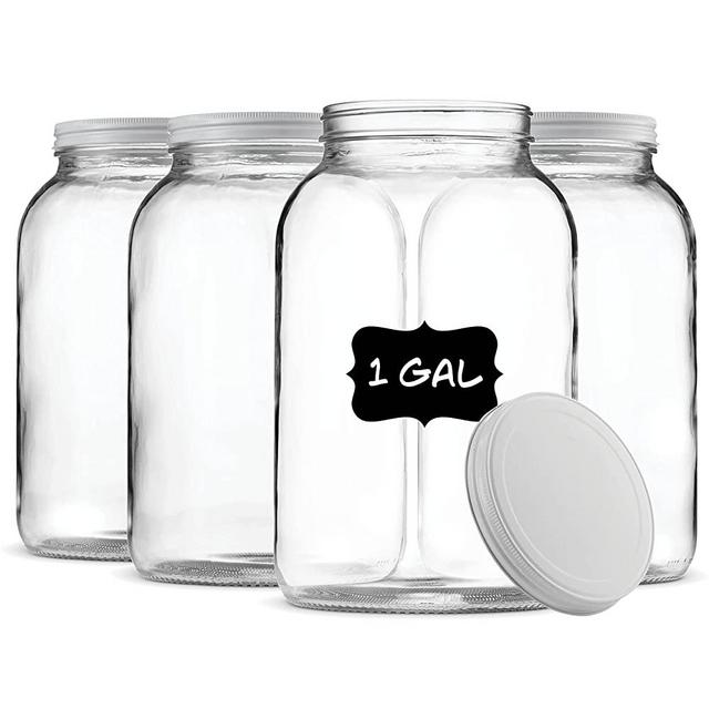 Paksh Novelty 1-Gallon Glass Jar Wide Mouth with Airtight Metal Lid - USDA  Approved BPA-Free Dishwasher Safe Large Mason Jar for Fermenting, Kombucha