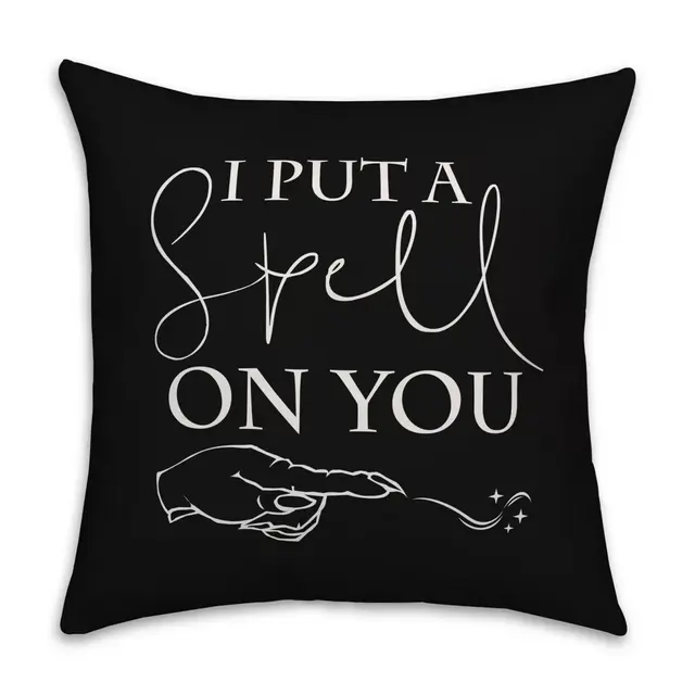 Designs DIrect "I Put a Spell on You" Square Throw Pillow in Black