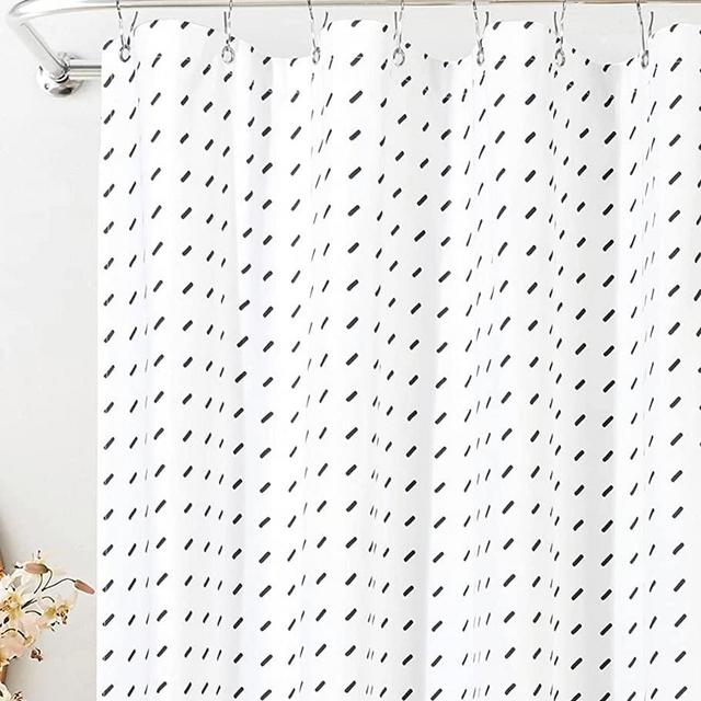Felisa Black and White Shower Curtain,Boho Shower Curtain/Farmhouse Fabric Shower Curtain for Bathroom,Machine Washable,72"x72"