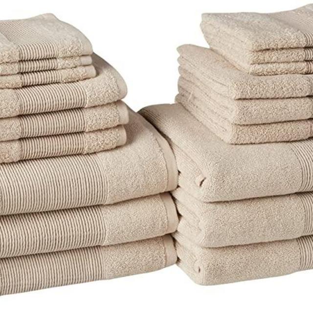 Modern Threads - Air Cloud 18-Piece 100% Zero-Twist Cotton Towel Set - Bath Towels, Hand Towels, & Washcloths - Super Absorbent & Quick Dry - 500 GSM - Soft & Plush, Sand