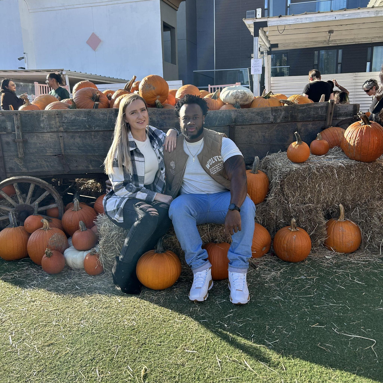 Pumpkin picking followed by carving a pumpkin together for the first time, fun side note: this pumpkin patch was on a rooftop in NY.