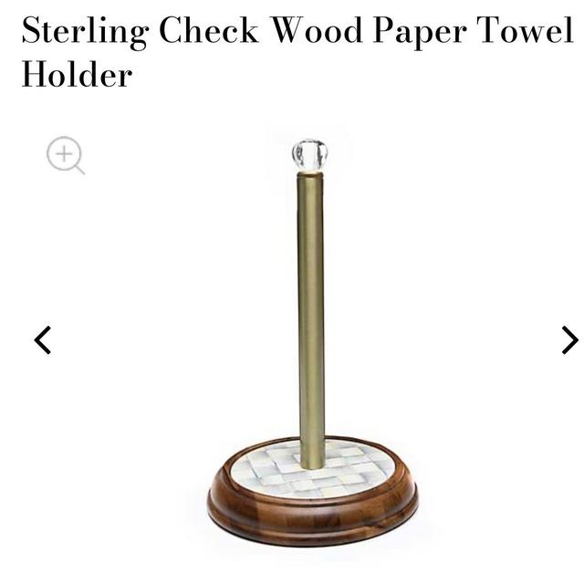 MacKenzie Childs Sterling Check Wood Paper Towel Holder