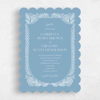 Blue Scalloped Wedding Invitation - Willowbrook Classic