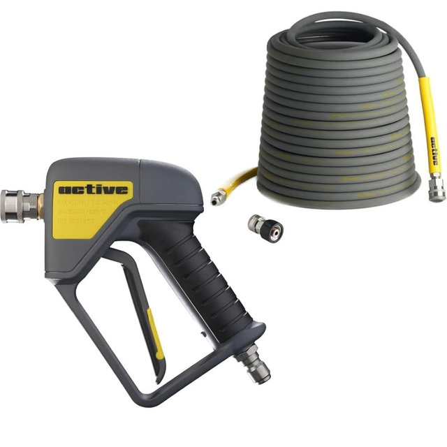 ACTIVE Pressure Washer Gun + 50ft Steel Braided Pressure Washer Hose for all types of Pressure Washers
