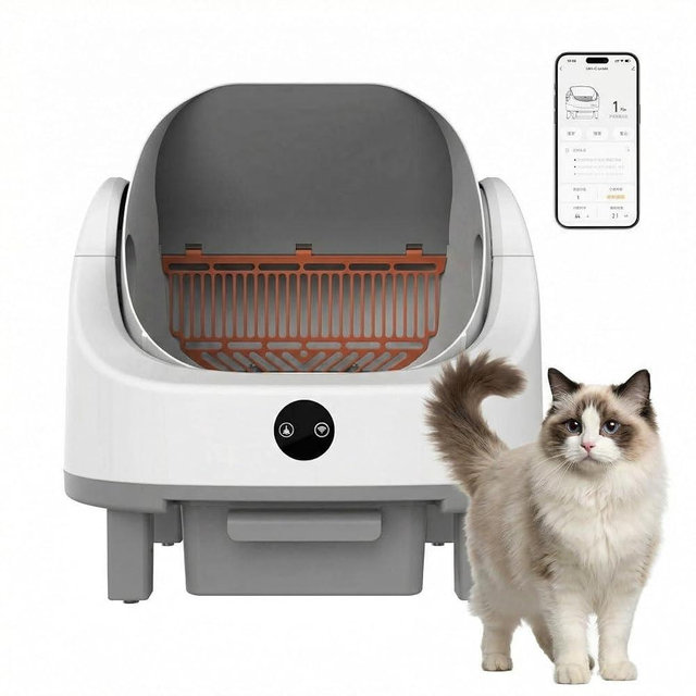 GarveeLife Self Cleaning Litter Box,Automatic Cat Litter Box, Open-Top Robot with APP Control & Real-Time Monitor, Odor Control for Multiple Cats, 96l Capacity, Infrared Safety Sensor - Gray