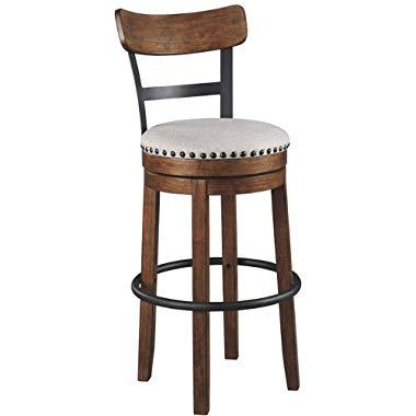 Ashley Furniture Signature Design - Valebeck Tall Upholstered Swivel Barstool - Casual Style - Light Brown