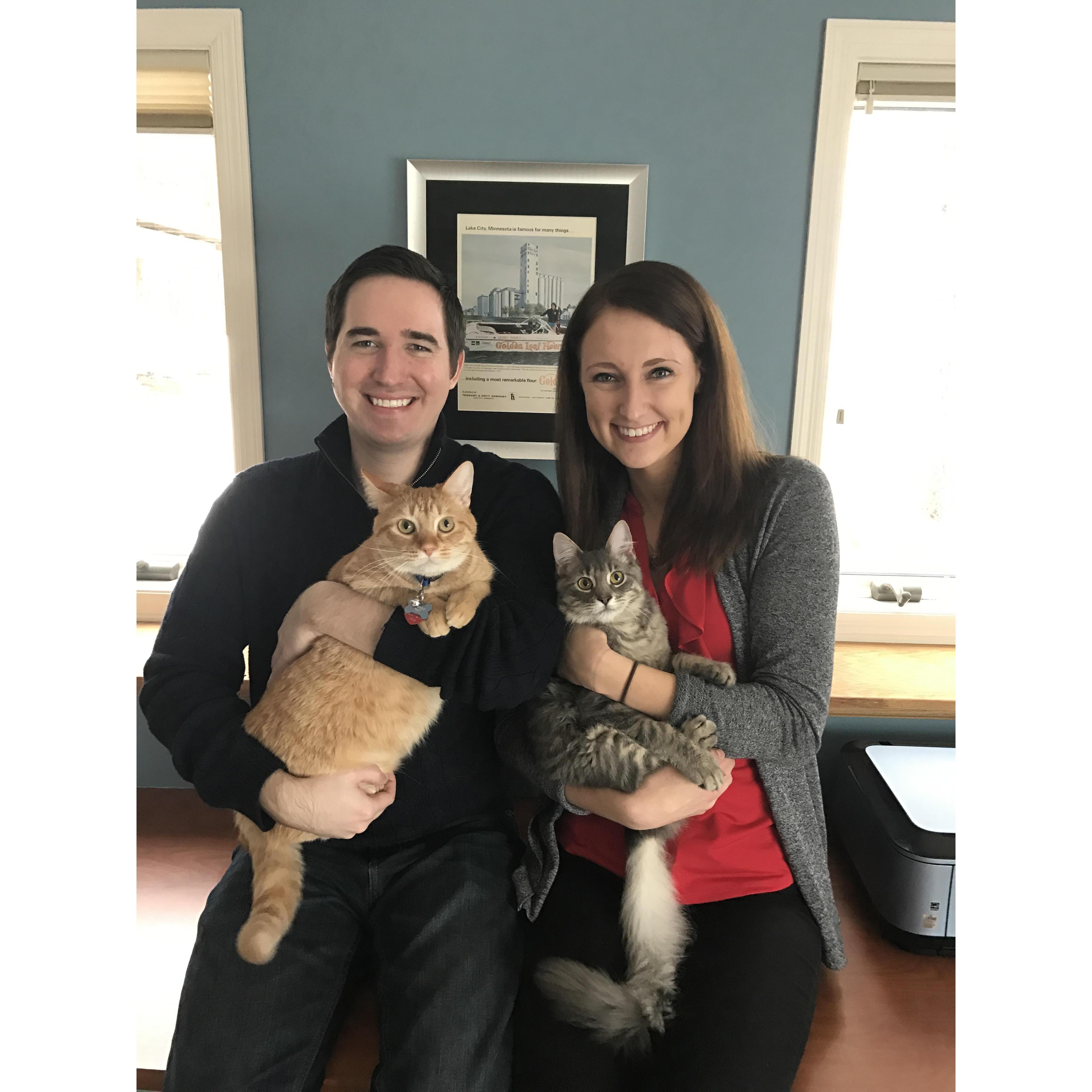 Family photo with our cats, Fitzgerald & Hemingway - Christmas 2016