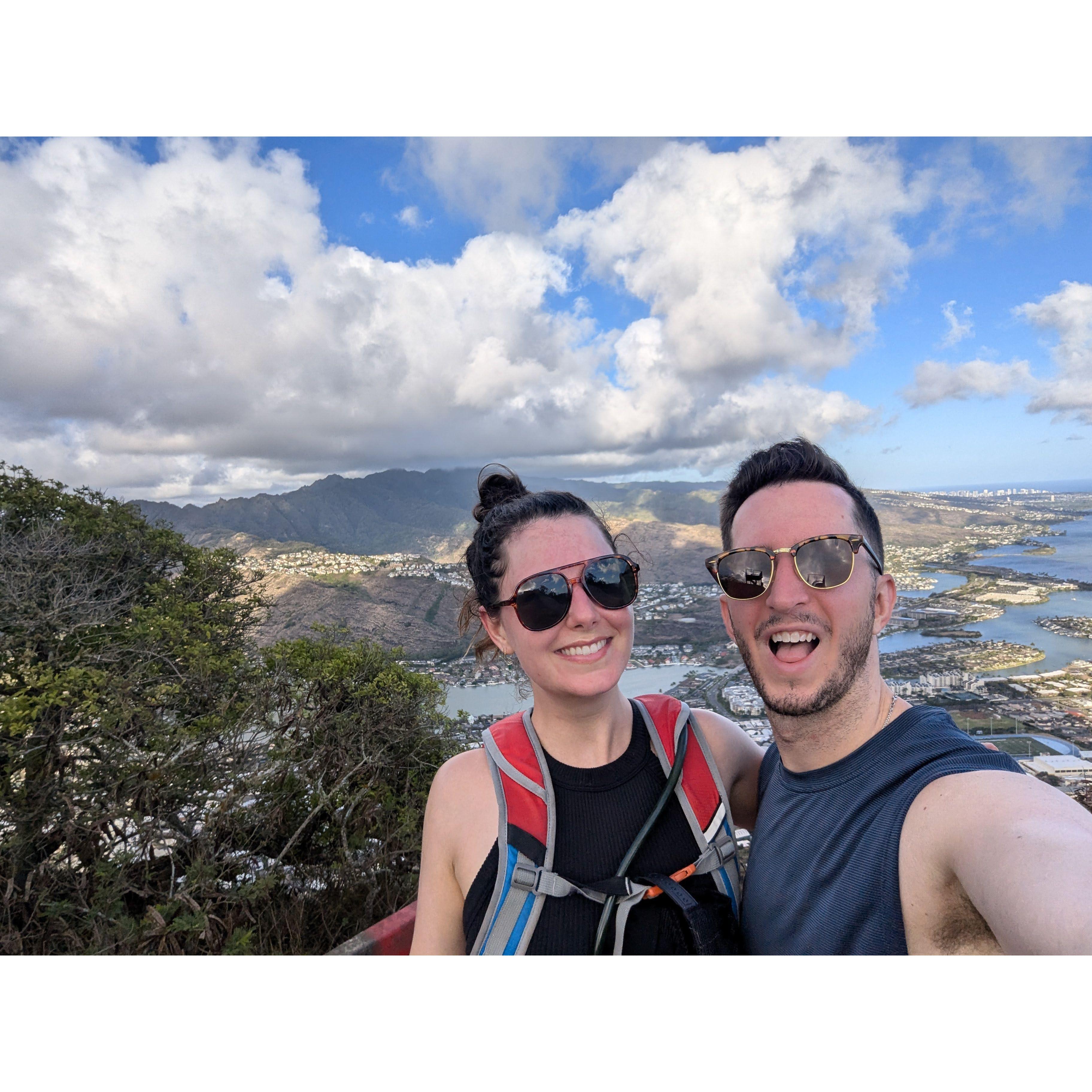 The view from the Diamond Head Crater Summit Trail in Honolulu, Hawaii.