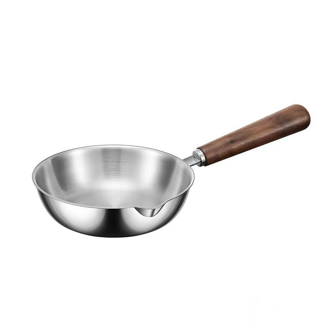IMEEA 6.3-Inch Egg Pan Omelet Pan SUS304 Stainless Steel Small Frying Sauce Pan with Wodden Handle