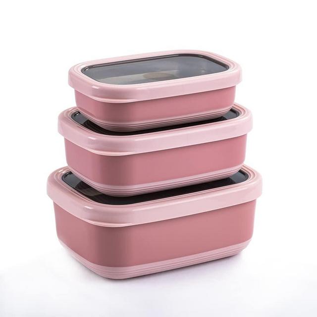 Lille Home Premium Stainless Steel Food Containers/Bento Lunch Box With Anti-Slip Exterior, Set of 3, 470ML, 900ML,1.4L, Leakproof, BPA Free, Portion Control (Dark Pink)