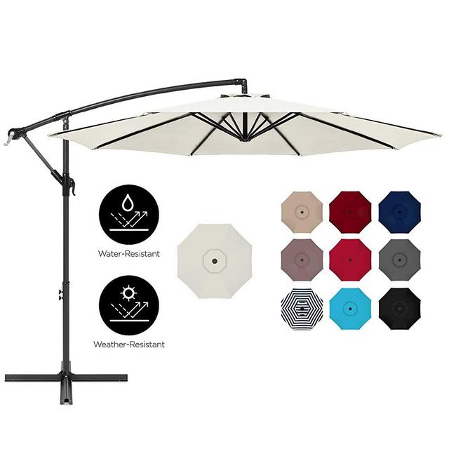 Best Choice Products 10ft Offset Hanging Outdoor Market Patio Umbrella w/Easy Tilt Adjustment - Cream