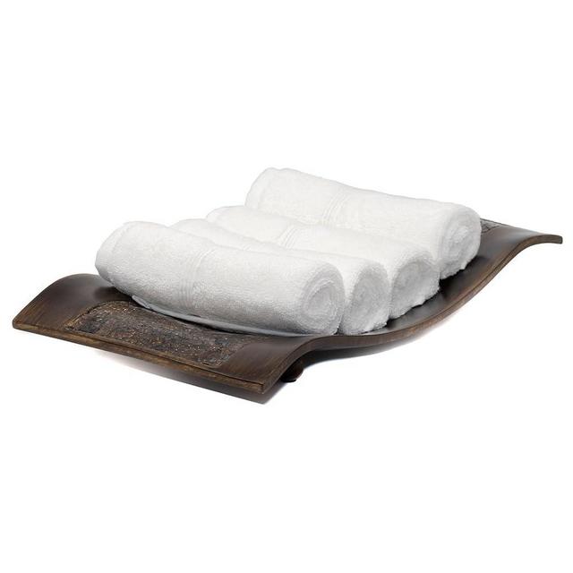 Mosobam Luxury Turkish Towels Set of 4 Washcloths 13X13 White 700 GSM Bamboo Viscose & Aegean Turkish Combed Cotton