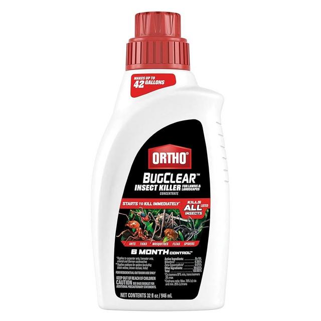 Ortho BugClear Insect Killer for Lawns & Landscapes Concentrate - Kills Periodical Cicadas, Mosquitoes, Ants, Spiders, Fleas, Ticks & More, Outdoor Bug Spray with Long Lasting Control, 32 oz.