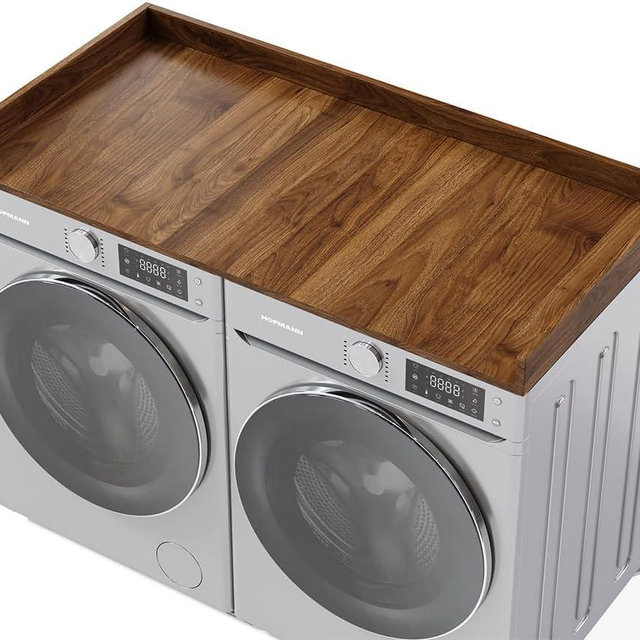 OfficeSimpli Washer Dryer Countertop w Non-Slip Pads, Made in USA, Laundry Room Wood Topper, Washer Dryer Cover for Top, Laundry Guard, Laundry Countertop, Laminate Finish, (California Walnut), Large