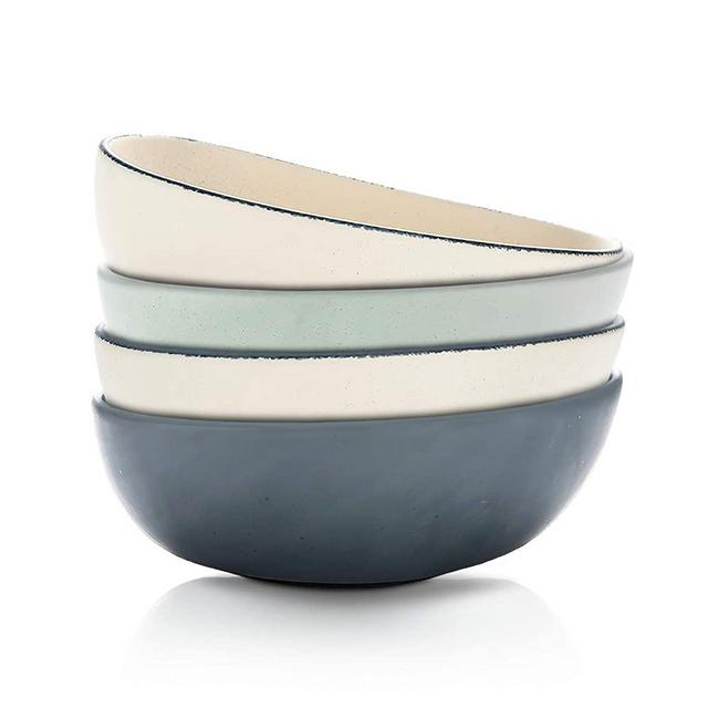 Sophie & Panda Rustic Organic Shaping Earthy Colors Small or Large Porcelain Serving Bowl 50 Oz - Refresh Your Interiors With These Elegant Asymmetrical Dish Bowl - 4 Piece Oval Serving Bowl