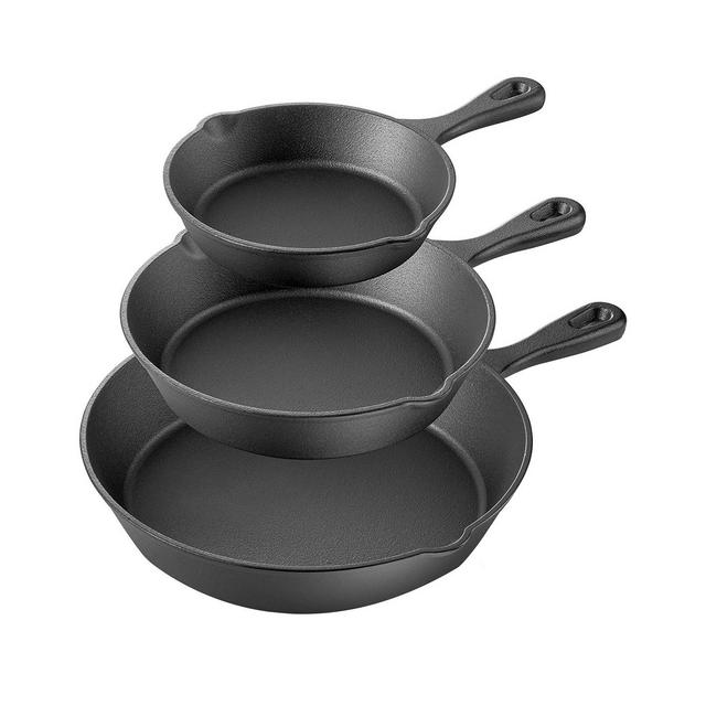 MegaChef Pre-Seasoned 3 Piece Skillet Set