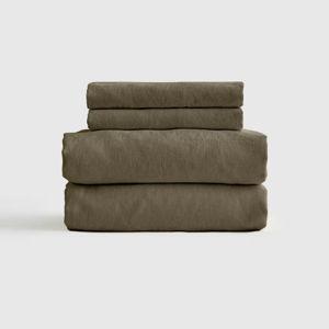 King - Organic Brushed Cotton Sheet Set in Dusty Olive