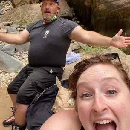 We love to travel! Here we are during a water hike in Zion National Park in Utah