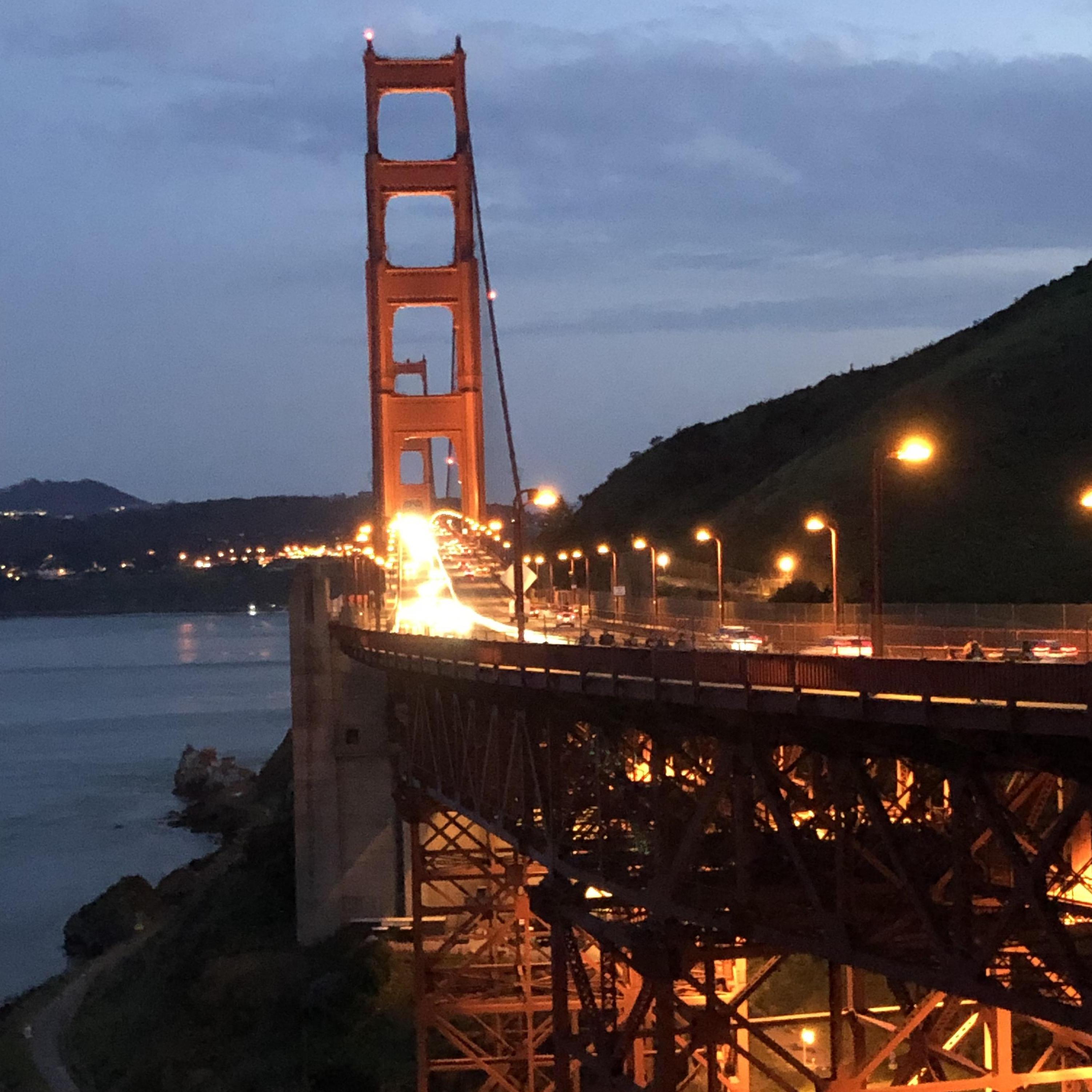Romantic night of our engagement on the Golden Gate Bridge!