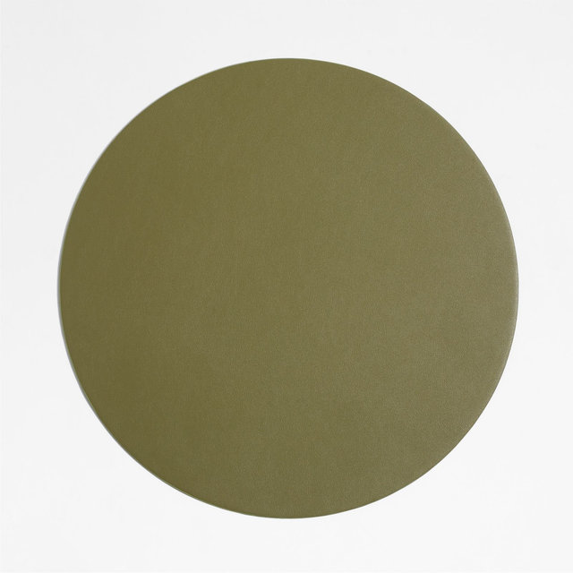 Rizzo Easy Care Faux Leather Reversible Desert Green and Light Brown Round Placemat