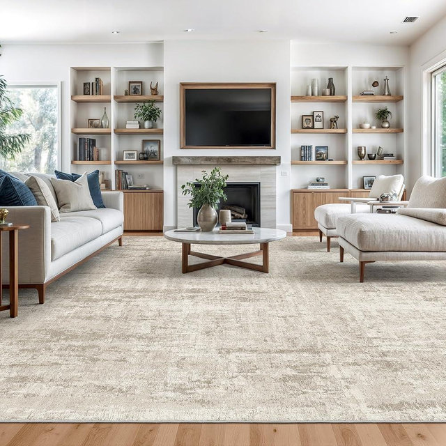 Valenrug Washable Rug 8x10 - Stain Resistant 8x10 Area Rugs for Living Room, Non Slip Backing Printed Rugs for Bedroom, Folable Machine Washable Area Rug(Beige,8'x10')