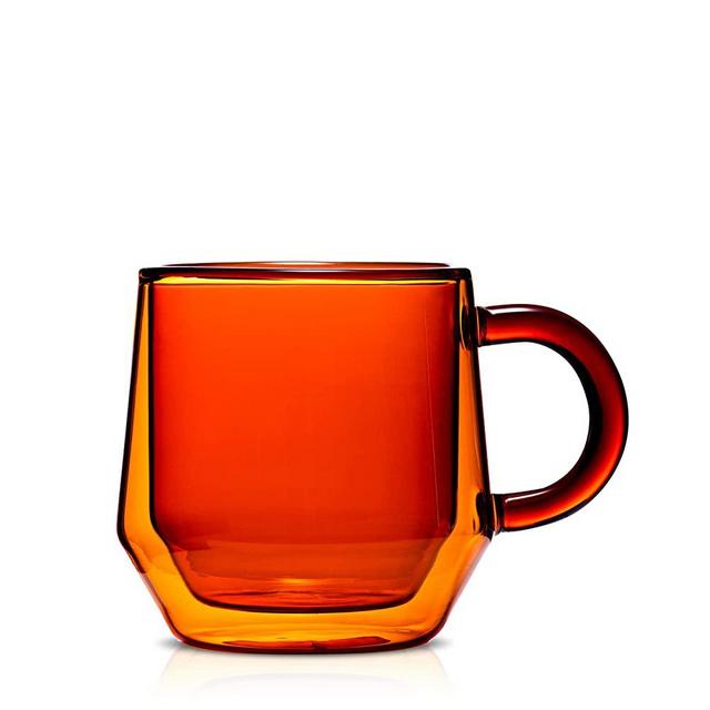 Double Walled Glass Coffee Mugs by Hearth I 2, 6oz Amber Insulated Coffee Mugs With Handles I Perfect As Glass Tea Cups & Latte Cups | Fits Nespresso Lungo I Designed In The USA by Espresso Parts Ltd.