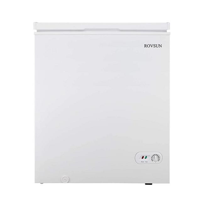ROVSUN 3.5/5.0 Cubic Feet Chest Freezer, Compact Freezer with Storage Basket, Adjustable Thermostat, Ideal for Home Kitchen Office, White (5.0 Cubic Feet)