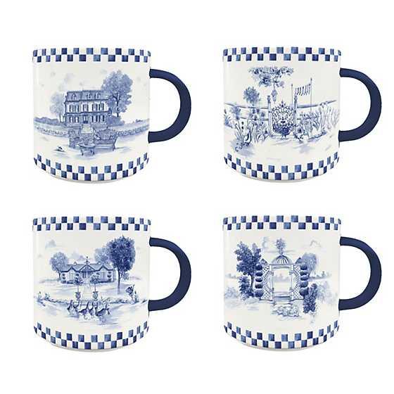MacKenzie-Childs Royal Toile Mugs - Set of 4