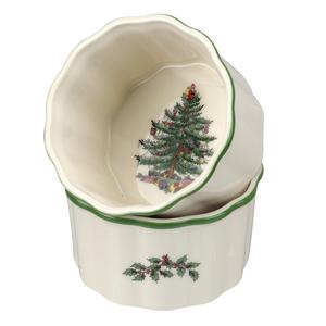 Spode Christmas Tree 3.5 Inch Round Scalloped Ramekins Set of 2