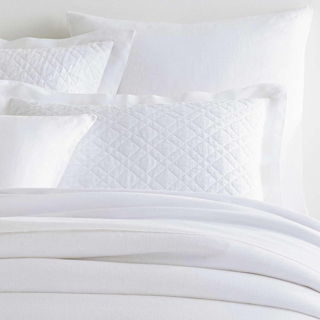 Pine Cone Hill Lush Linen White Duvet Sham, King Size, White Solid Pattern