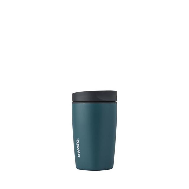 Owala SmoothSip Slider Insulated Stainless Steel Coffee Tumbler, Reusable Iced Coffee Cup, Hot Coffee Travel Mug, BPA Free 12 oz, Grey/Blue (High Dive)